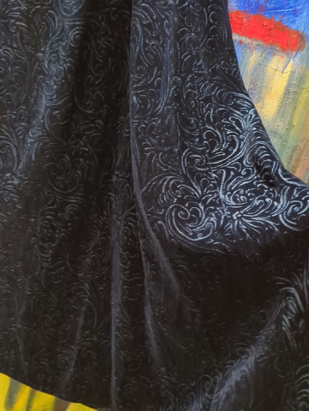 Suttles & Seawinds Textured Velvet Midnight Blue Maxi Skirt Women's Size Small